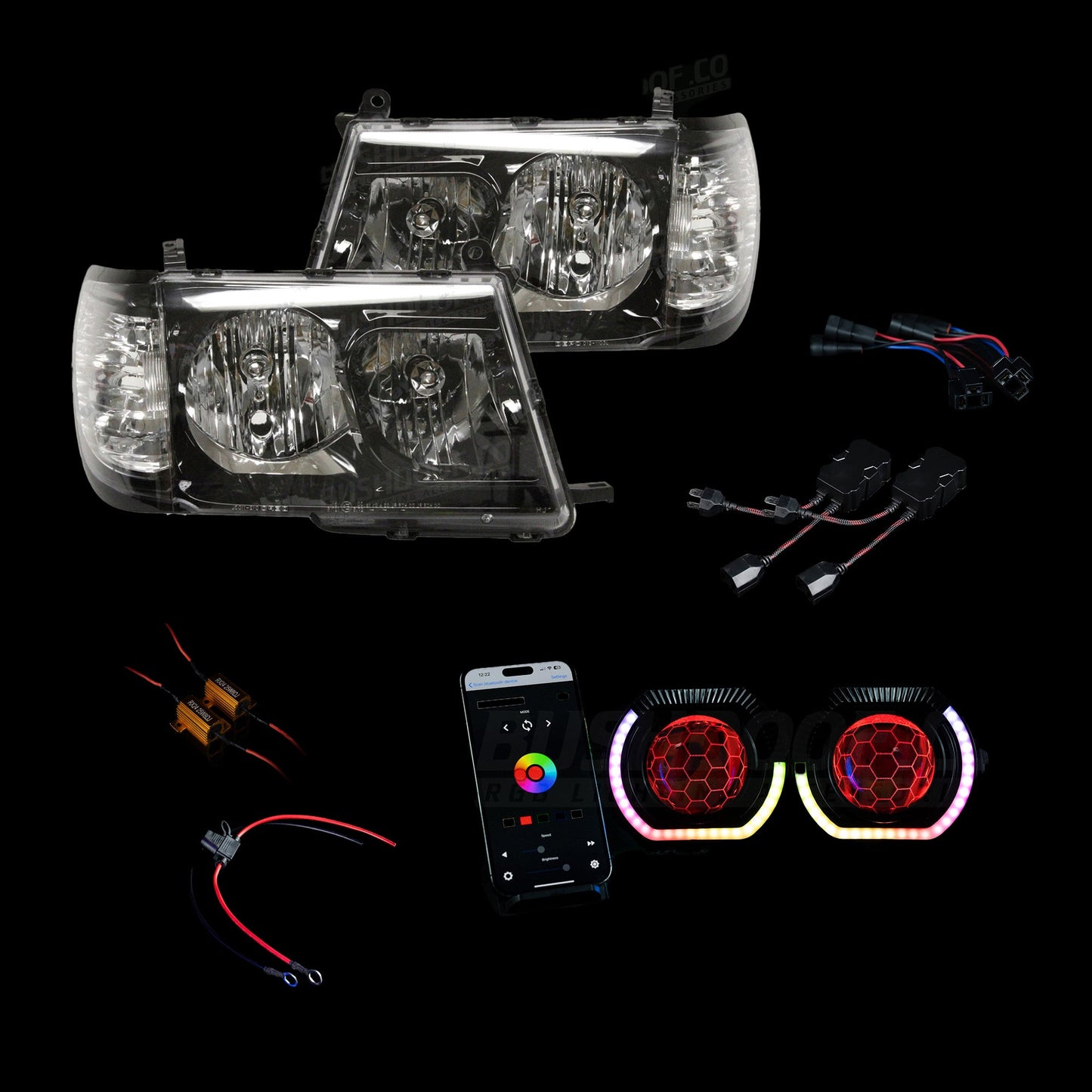 DIY Toyota 100/105 Series LED 'Angry Eye' Headlights Kit - Bushdoof Lighting