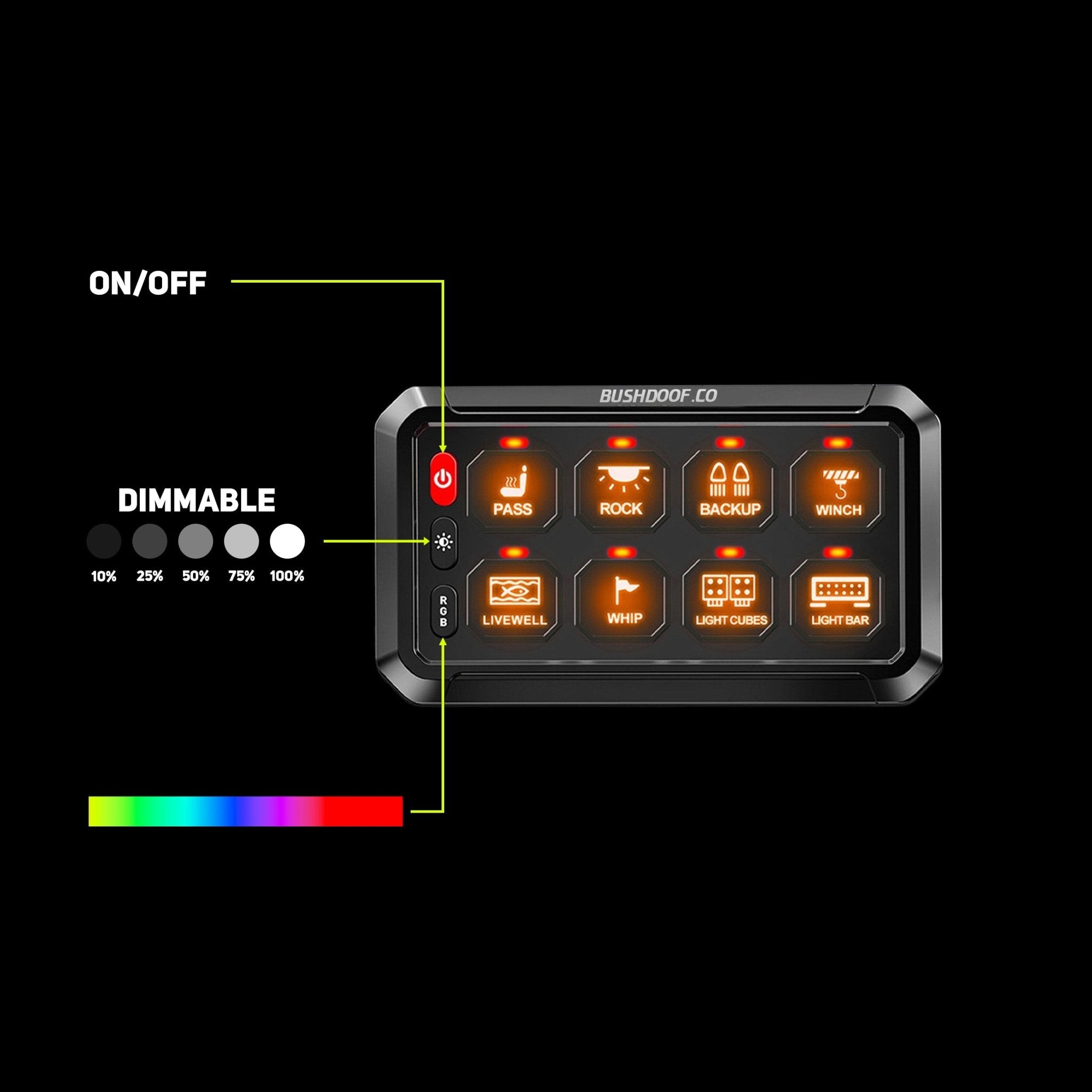 8 - Gang Switch Panel/Fusebox with Bluetooth Control - Bushdoof Lighting