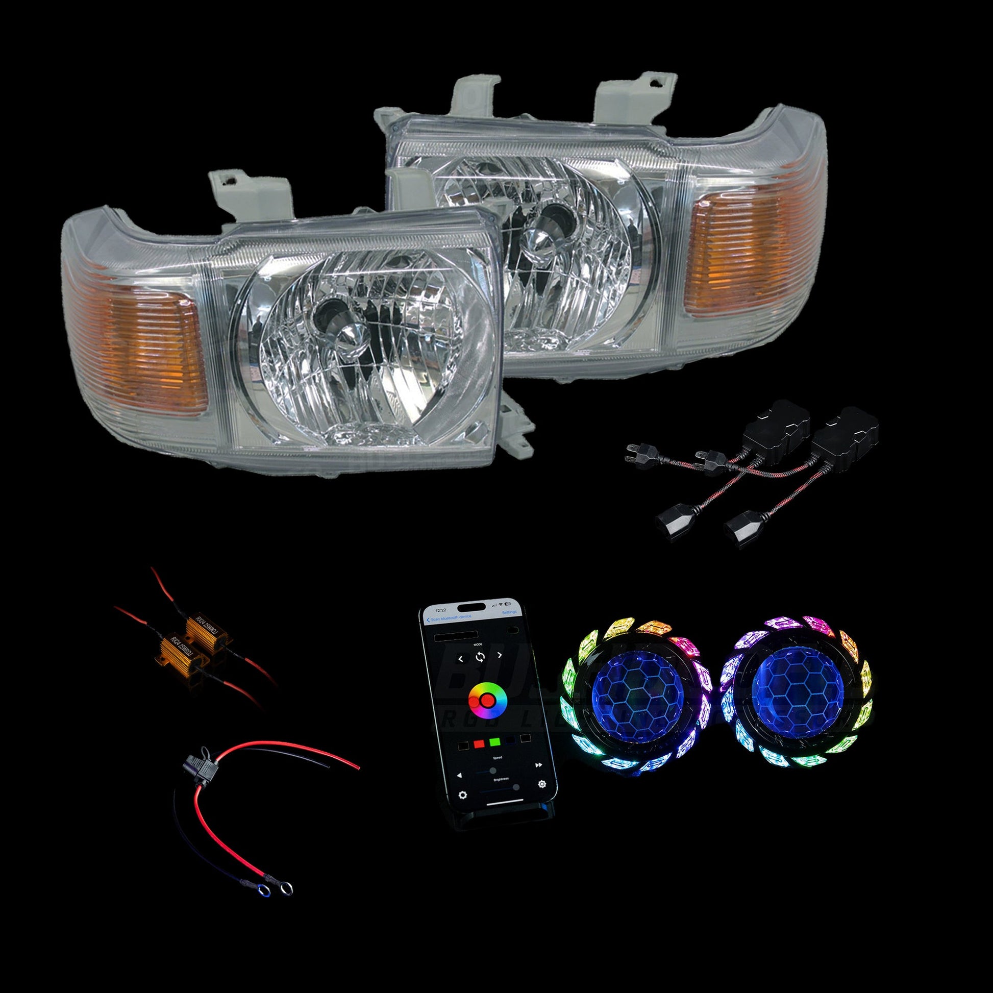 DIY Toyota 70 Series LED 'Turbine' Headlights Kit - Bushdoof Lighting