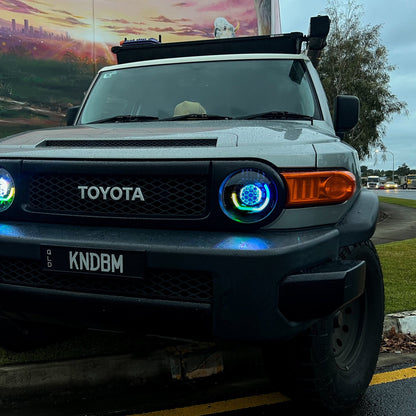 LED 'Angry Eye' Headlights to suit Toyota FJ Cruiser - Bushdoof Lighting