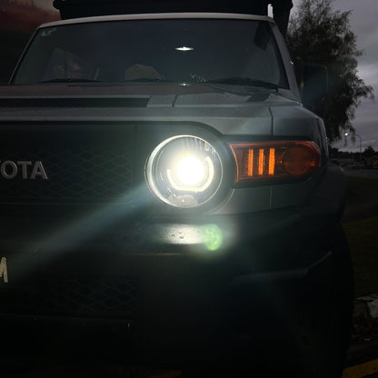 LED 'Angry Eye' Headlights to suit Toyota FJ Cruiser - Bushdoof Lighting