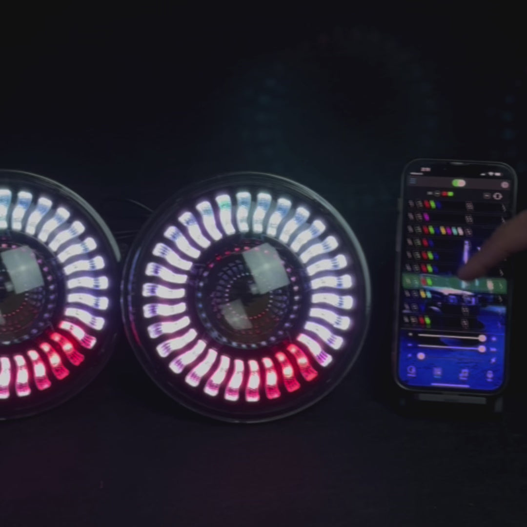7" 'Firewheel' LED Colour Chasing Headlights
