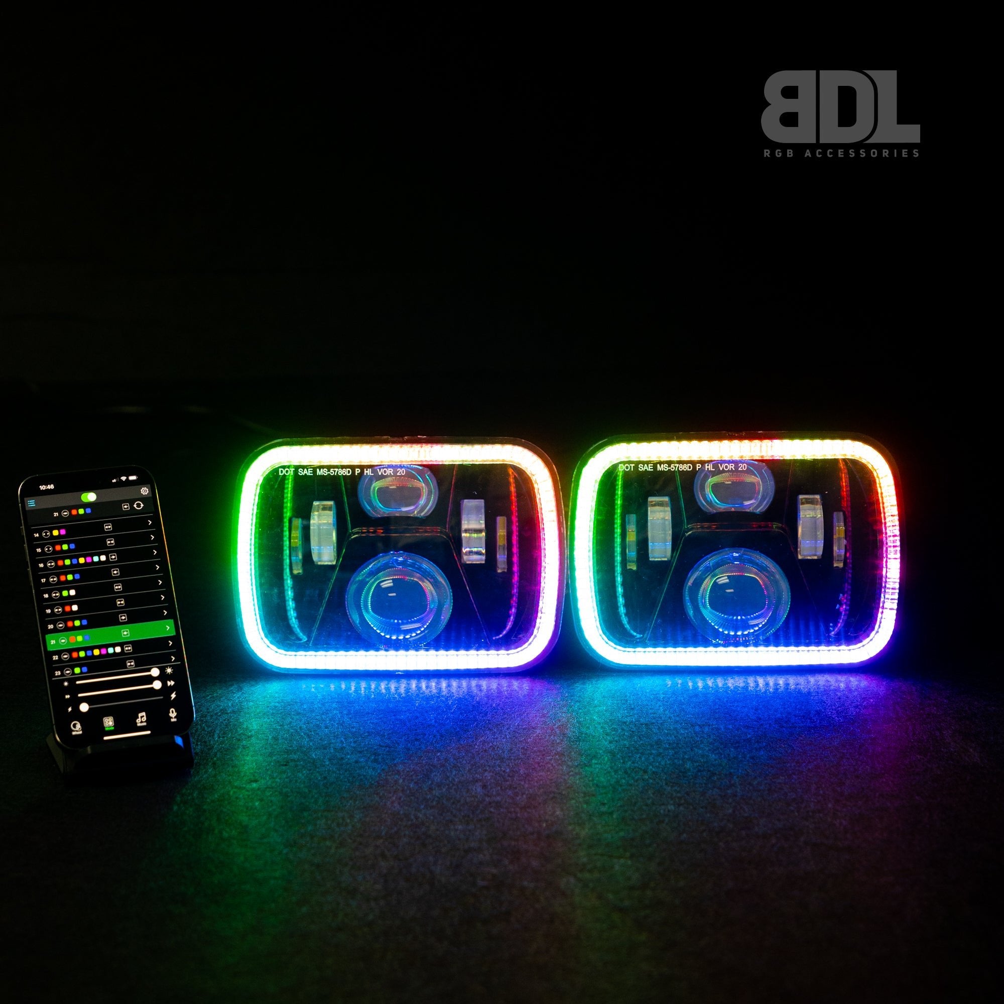 5X7" LED Colour Chasing Headlights - Bushdoof Lighting
