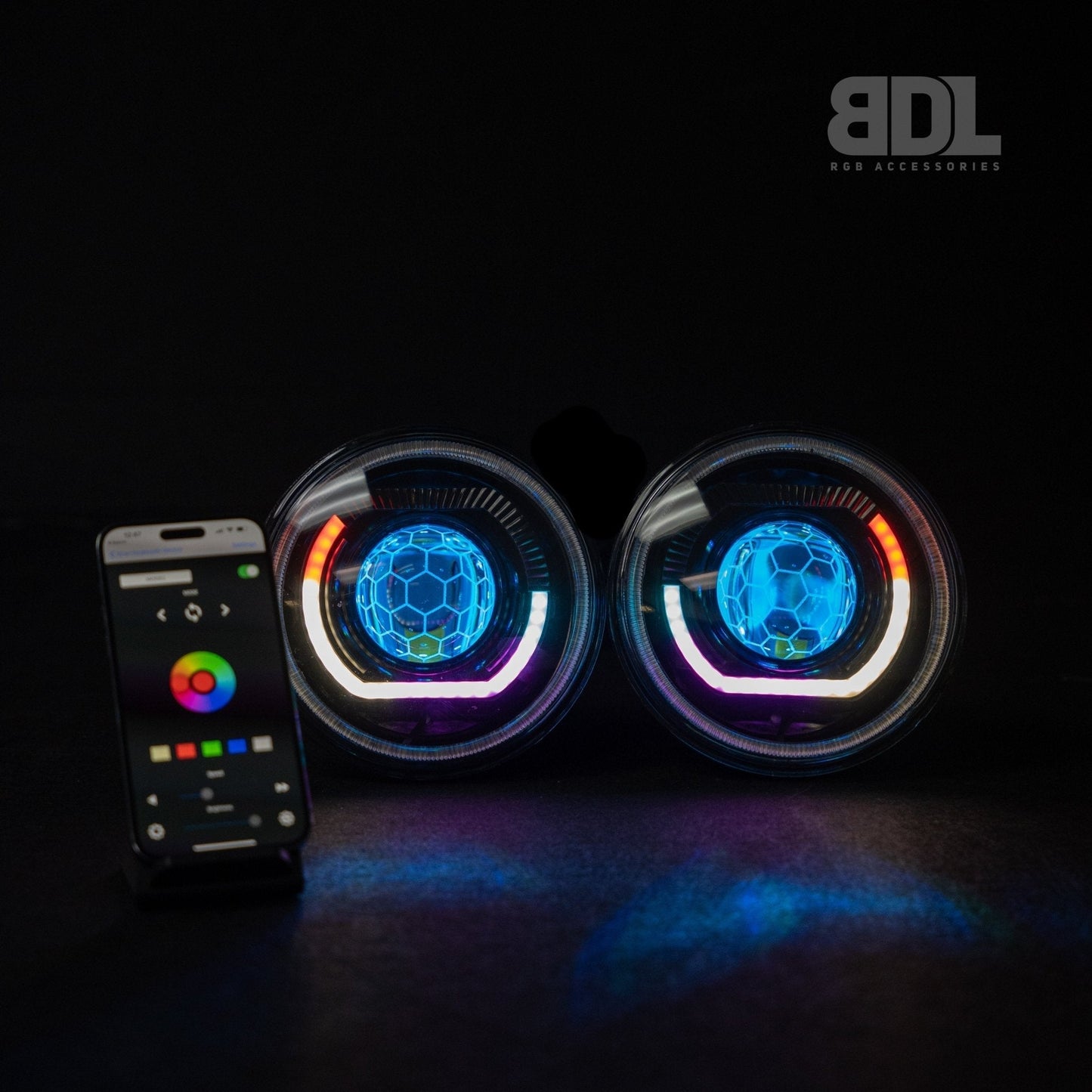 7" 'Angry Eye' LED Headlights - without Outer Ring - Bushdoof Lighting