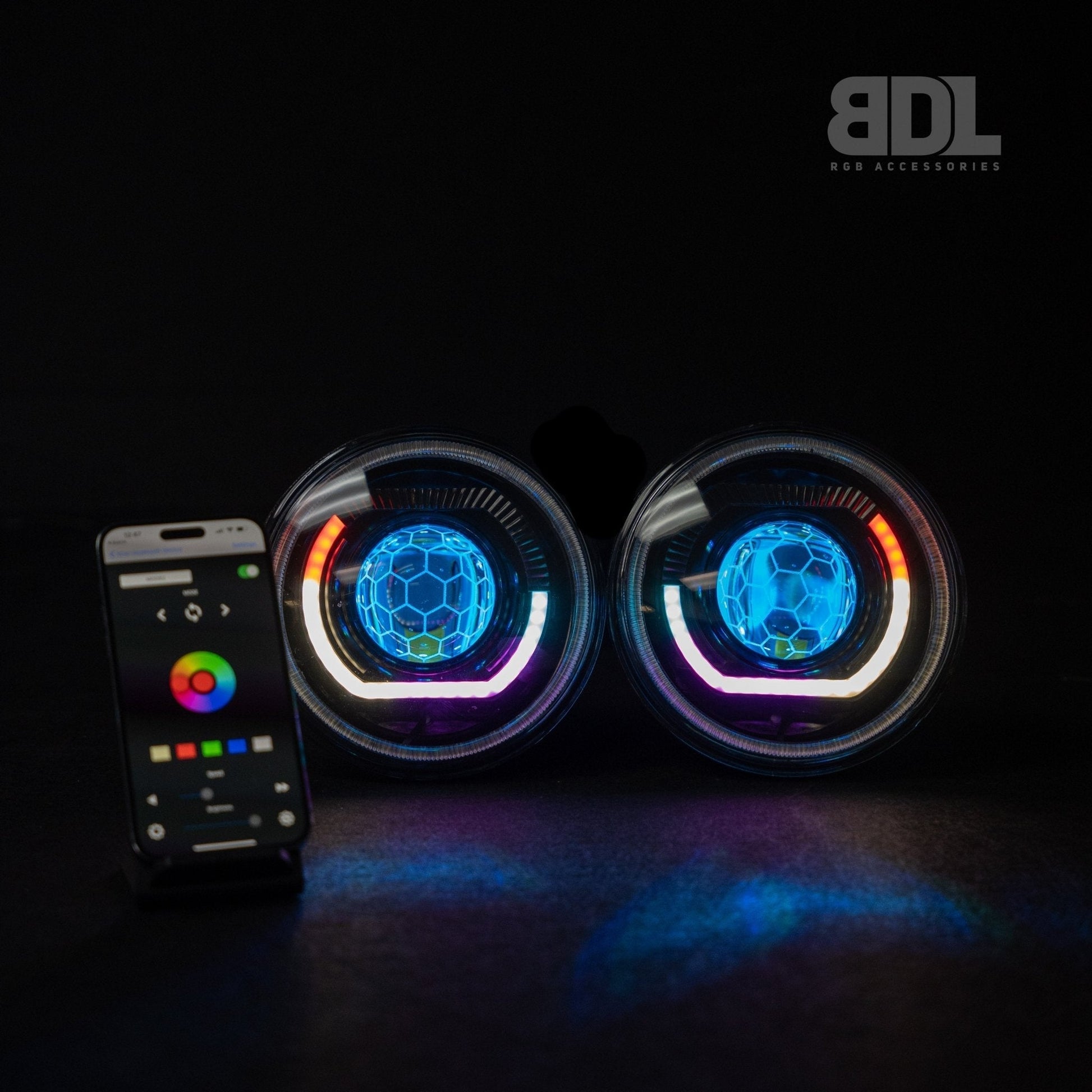 7" 'Angry Eye' LED Headlights - without Outer Ring - Bushdoof Lighting