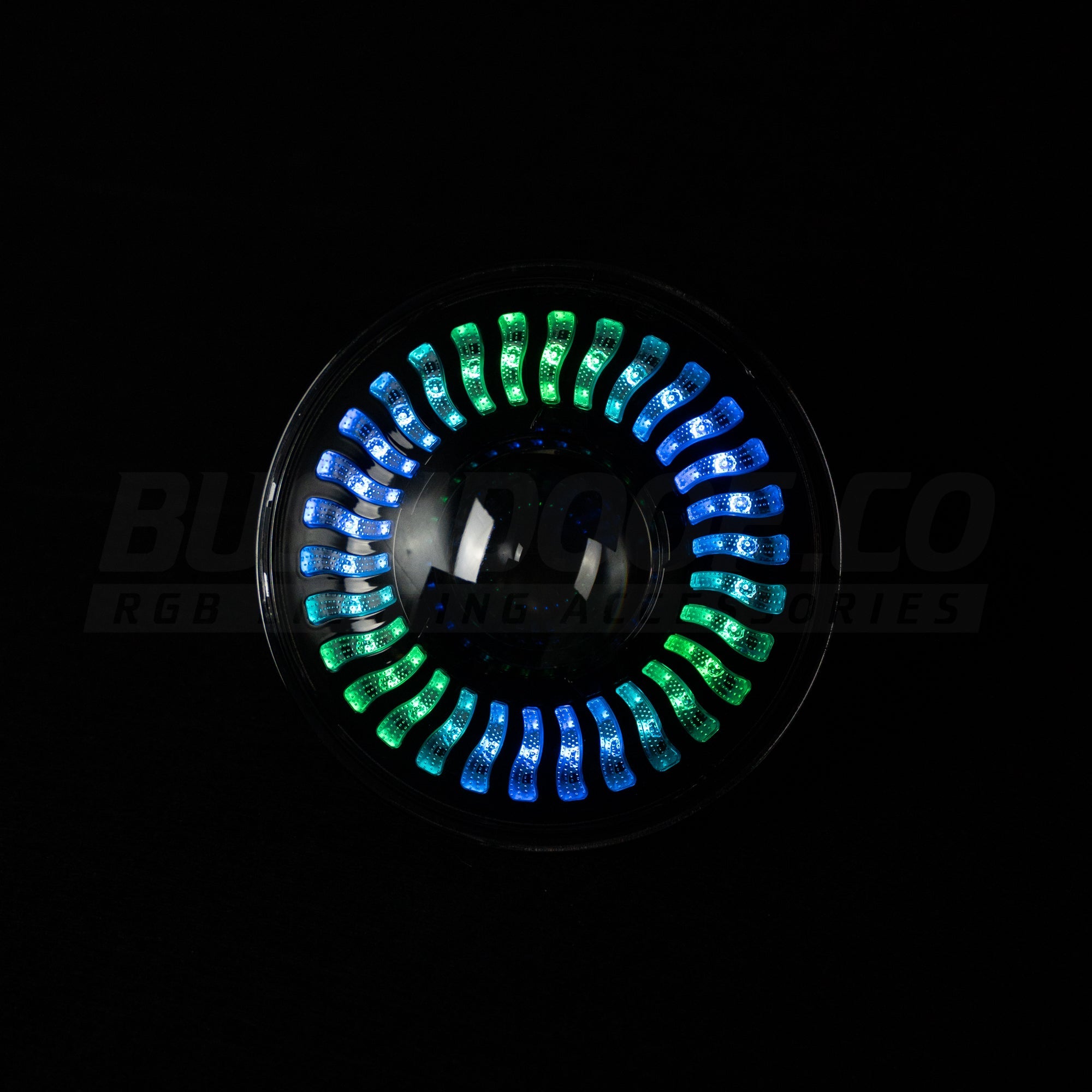 7" 'Firewheel' LED Colour Chasing Headlights - Bushdoof Lighting