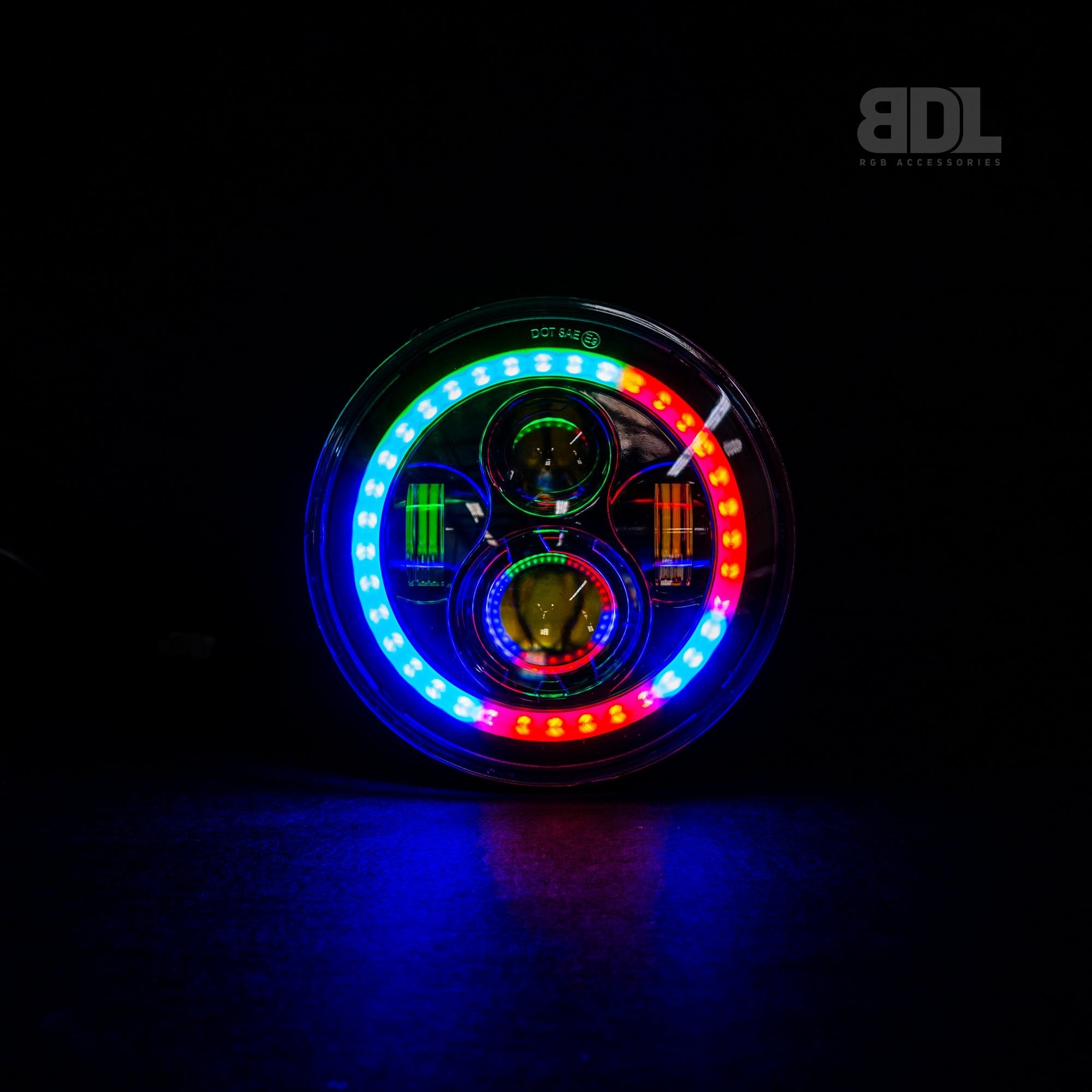 7" 'Halo' LED Colour Chasing Headlights - Bushdoof Lighting