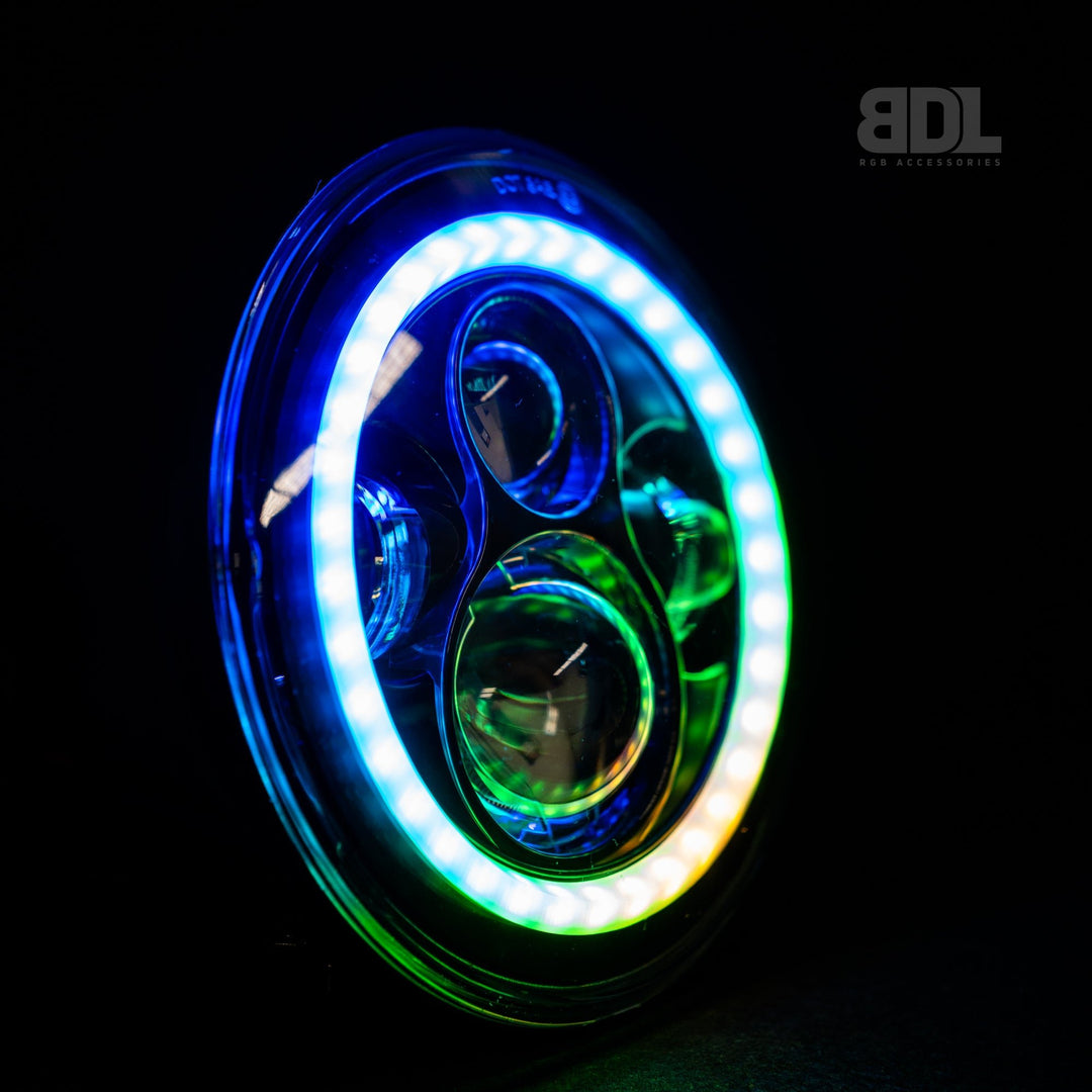 7" 'Halo' LED Colour Chasing Headlights - Bushdoof Lighting