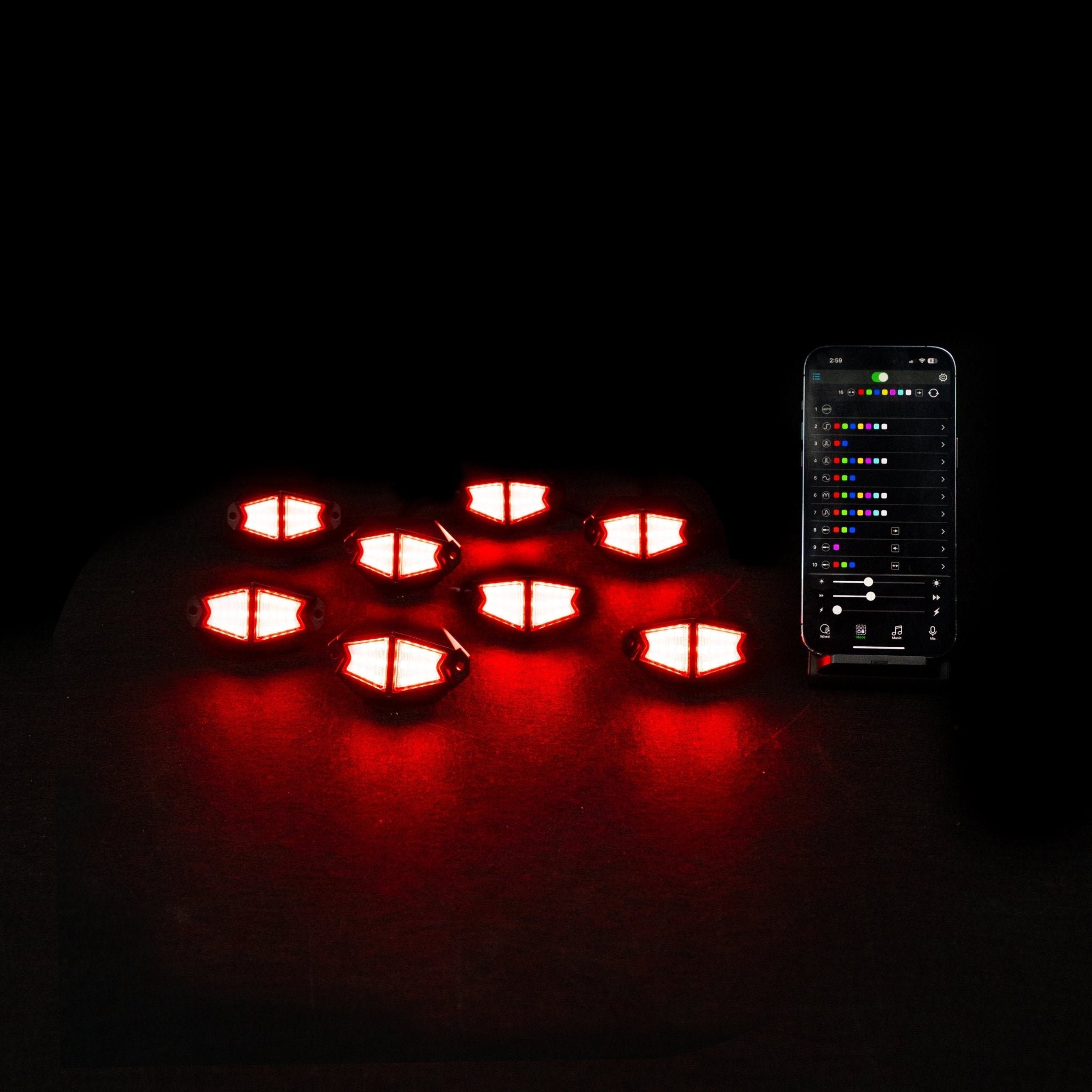 Chasing RGB Rock Lights - 8 Pack - Bushdoof Lighting