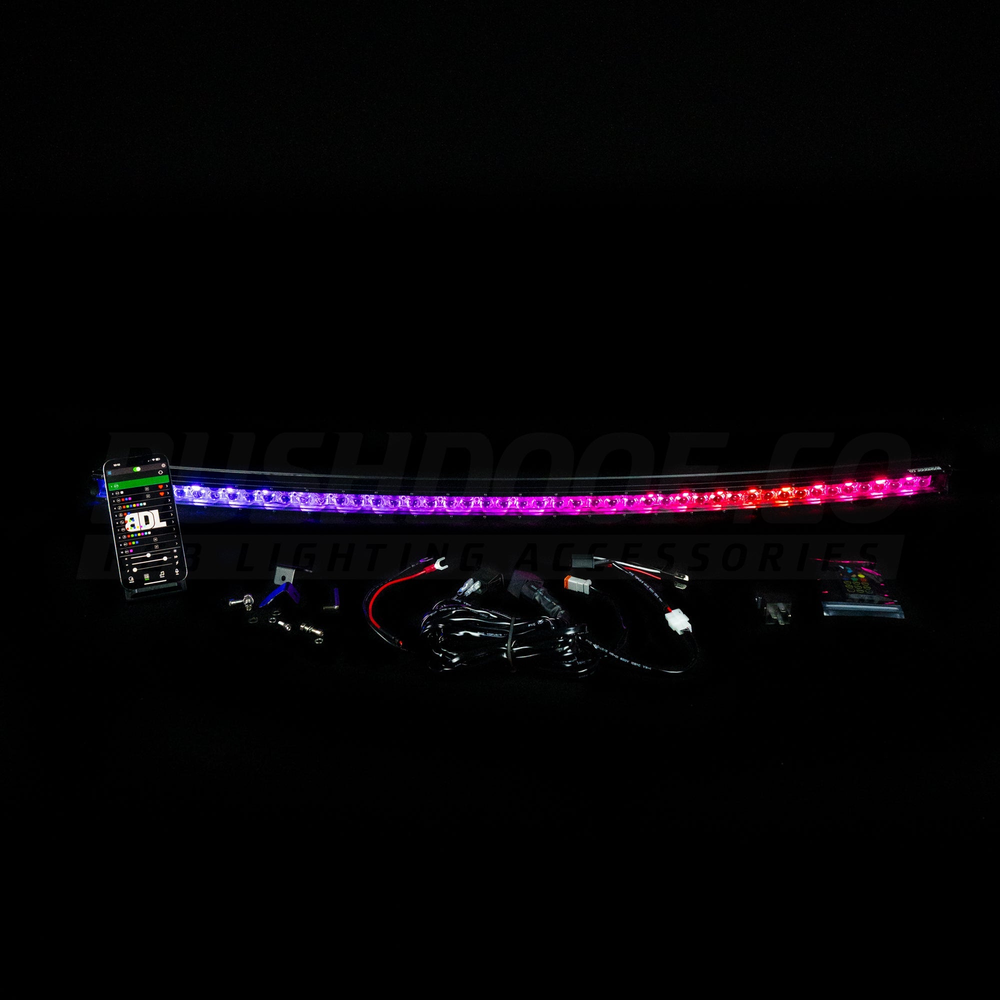 Curved 50" RGB Colour Chasing Light Bar - Bushdoof Lighting